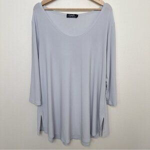Sympli Womens 1G Silver Three Quarter Sleeve Scoop Neck Tunic Stretch Jersey